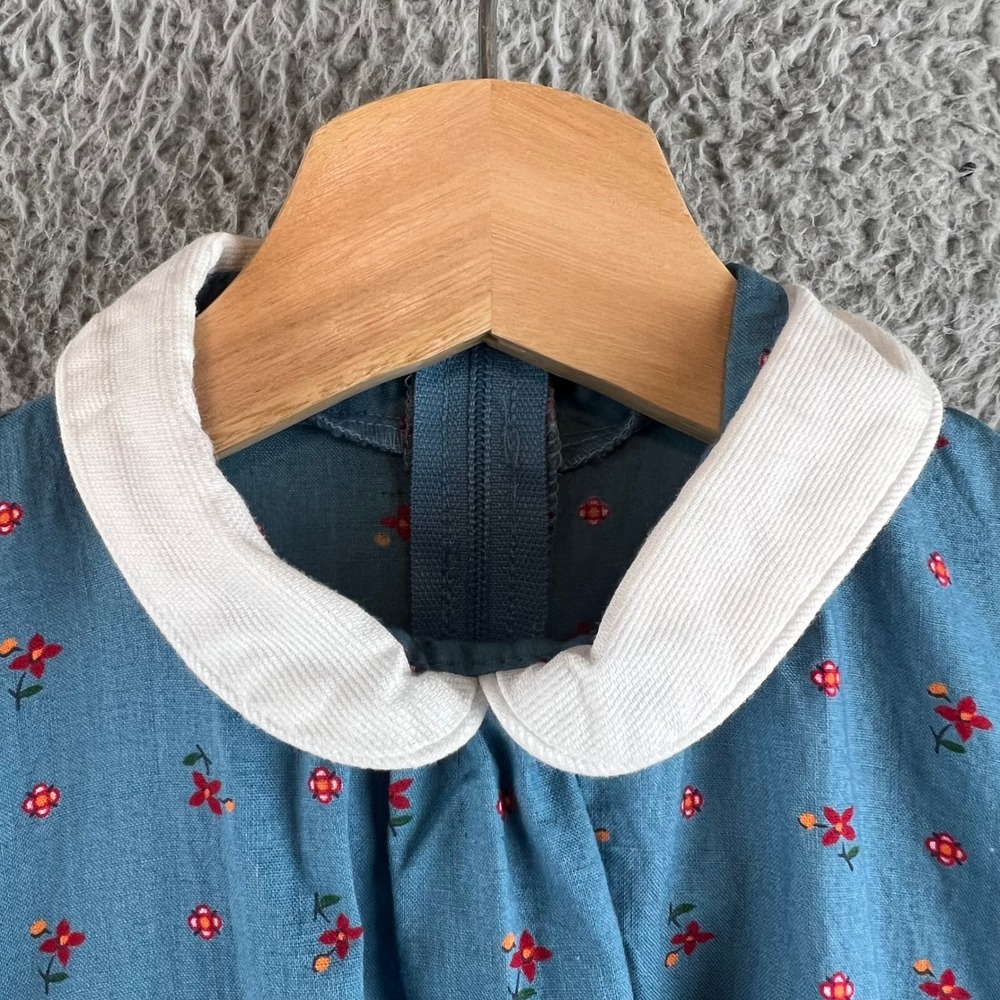 VTG Pleasant Company Girl Floral Prairie Dress Peter Pan Collar Long Sleeve 7 - Picture 3 of 12